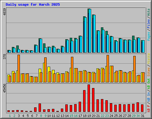 Daily usage for March 2025